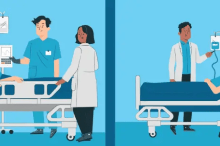 MICU vs ICU Nurse and Doctor Illustration 450x300