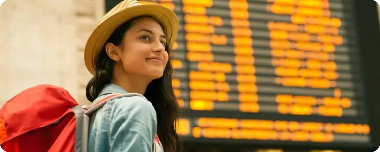 Future travel allied health professional ready for her next assignment at the airport