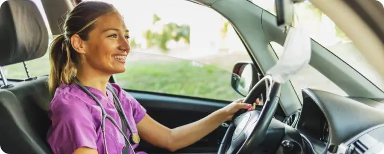 Travel nurse on the road after getting multistate license to start new healthcare assignment