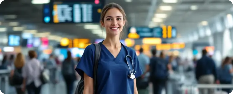 Travel RN job nurse arriving for new assignment